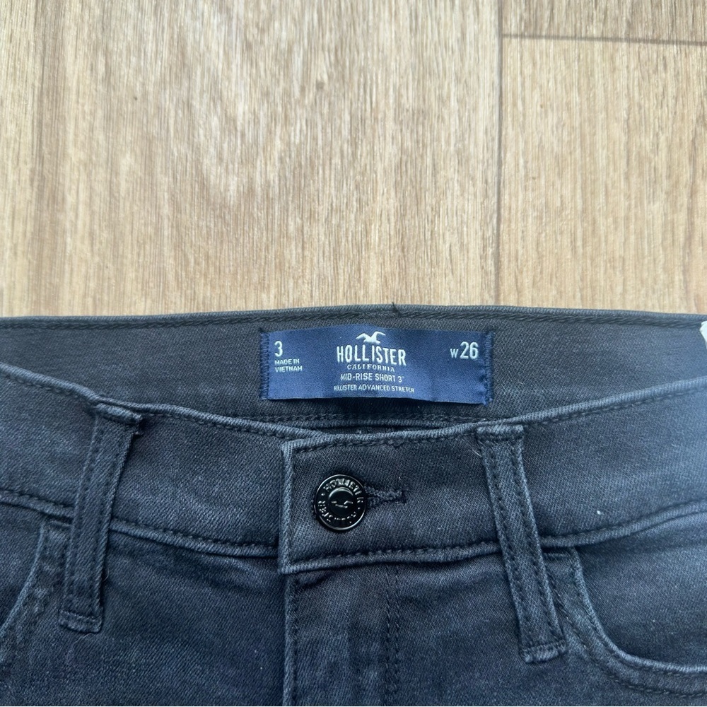 NWT Hollister Women's Mid-Rise Size 3 Black Denim Shorts, Summer Shorts - Picture 7 of 7